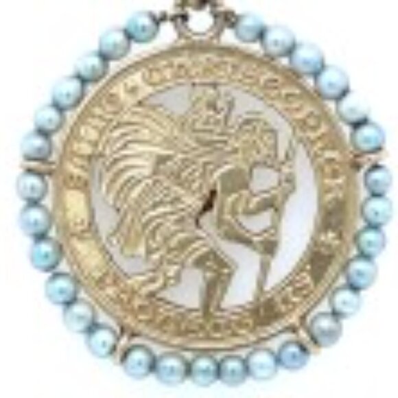 14K St. Christopher Men's Protect Us Pendant Yellow Gold - Picture 6 of 6